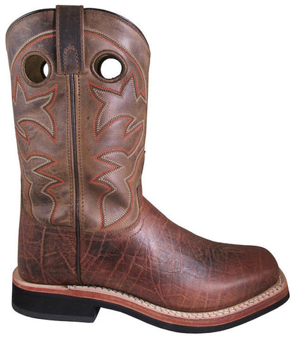 Smoky Mountain Mens Bandera Waxed Brown Leather Cowboy Boots