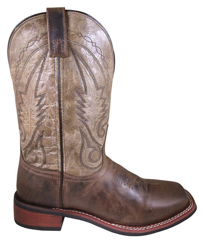 Smoky Mountain Mens Creekland Waxed Brown Marble Leather Cowboy Boots