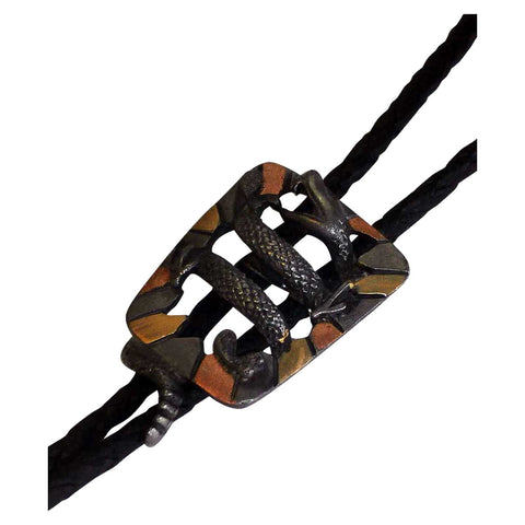 Rockmount Tri-Color Faux Leather Rattlesnake Western Bolo Tie OS