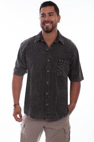 Scully Mens Distressed Black 100% Cotton Traveler S/S Shirt