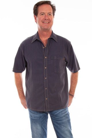 Scully Mens Vallarta Blue 100% Cotton Traveler S/S Shirt