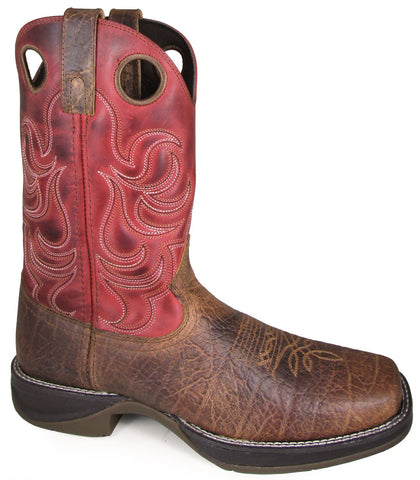 Smoky Mountain Mens Benton Brown/Burnt Apple Leather Cowboy Boots