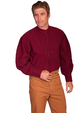 Scully RangeWear Mens Burgundy 100% Cotton Vintage L/S Full Cut Shirt