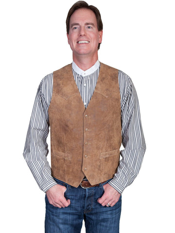 Scully Leather Mens Maple Lambskin Button Front Vest