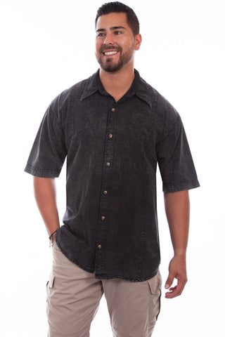 Scully Mens Distressed Black 100% Cotton Trac S/S Shirt