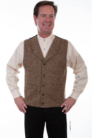 Scully Mens Brown 100% Wool Herringbone Vest