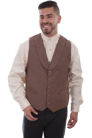 Scully Mens Brown Wool Blend Shawl Collar Vest