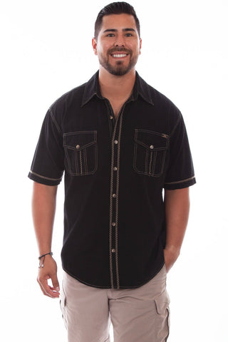 Scully Mens Black 100% Cotton Voyager S/S Shirt