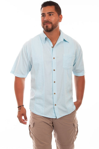 Scully Mens Aqua Sky 100% Cotton Calypso S/S Shirt