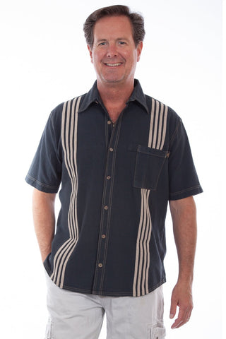 Scully Mens Gun Metal 100% Cotton Contrast Traveler S/S Shirt