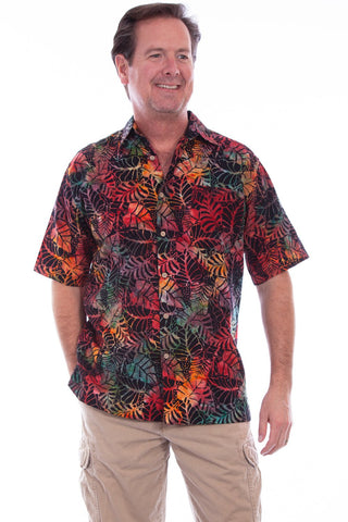 Scully Mens Sunset 100% Cotton Floral Batik S/S Shirt