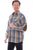 Scully Mens Blue/Orange 100% Cotton Elbow Patch L/S Shirt