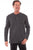 Scully Mens Charcoal 100% Cotton Henley Rib L/S T-Shirt