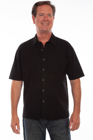 Scully Mens Black 100% Cotton Tiki Parrot S/S Shirt