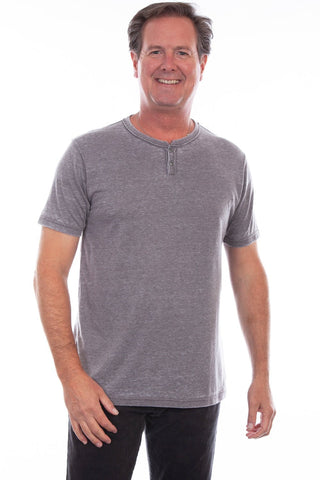 Scully Mens Charcoal 100% Cotton Henley S/S T-Shirt