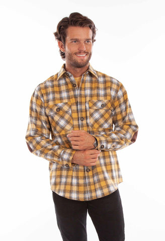 Scully Mens Golden/Black Wool Blend Plaid L/S Shirt