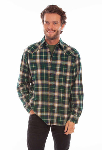 Scully Mens Hunter Green 100% Cotton Plaid L/S Shirt
