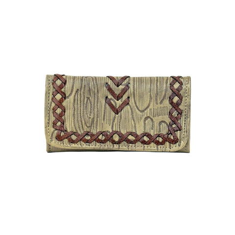 American West Driftwood Sand Leather Trifold Wallet
