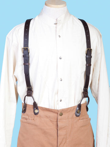 Scully Wahmaker Mens Brown Leather Buckle USA Suspenders