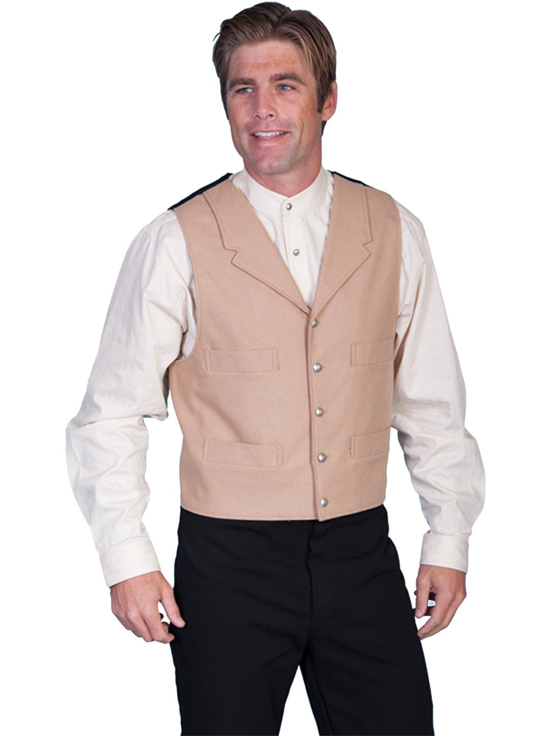 Scully Wahmaker Mens Tan Wool Blend Solid Four Pocket Vest The Western Company