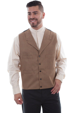 Wahmaker Mens Tan Wool Blend Plaid Vest
