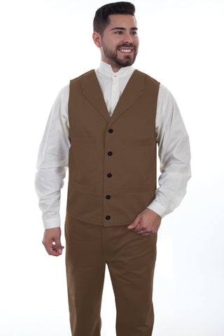 Wahmaker Mens Brown 100% Cotton Herringbone Vest