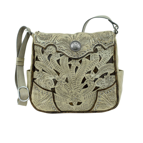 American West Inlay Eagle Sand Leather Crossbody Bag