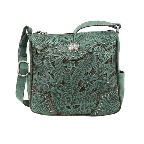 American West Inlay Eagle Marine Turquoise Leather Crossbody Bag