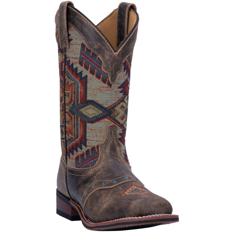 Laredo Womens Scout Cowboy Boots Leather Brown/Multi