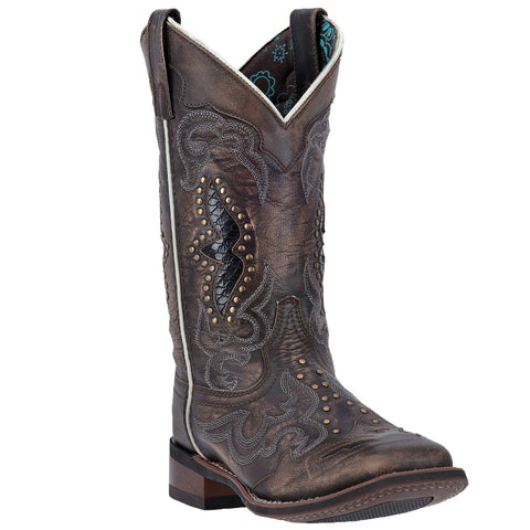 Laredo Womens Spellbound Cowboy Boots Leather Black/Tan