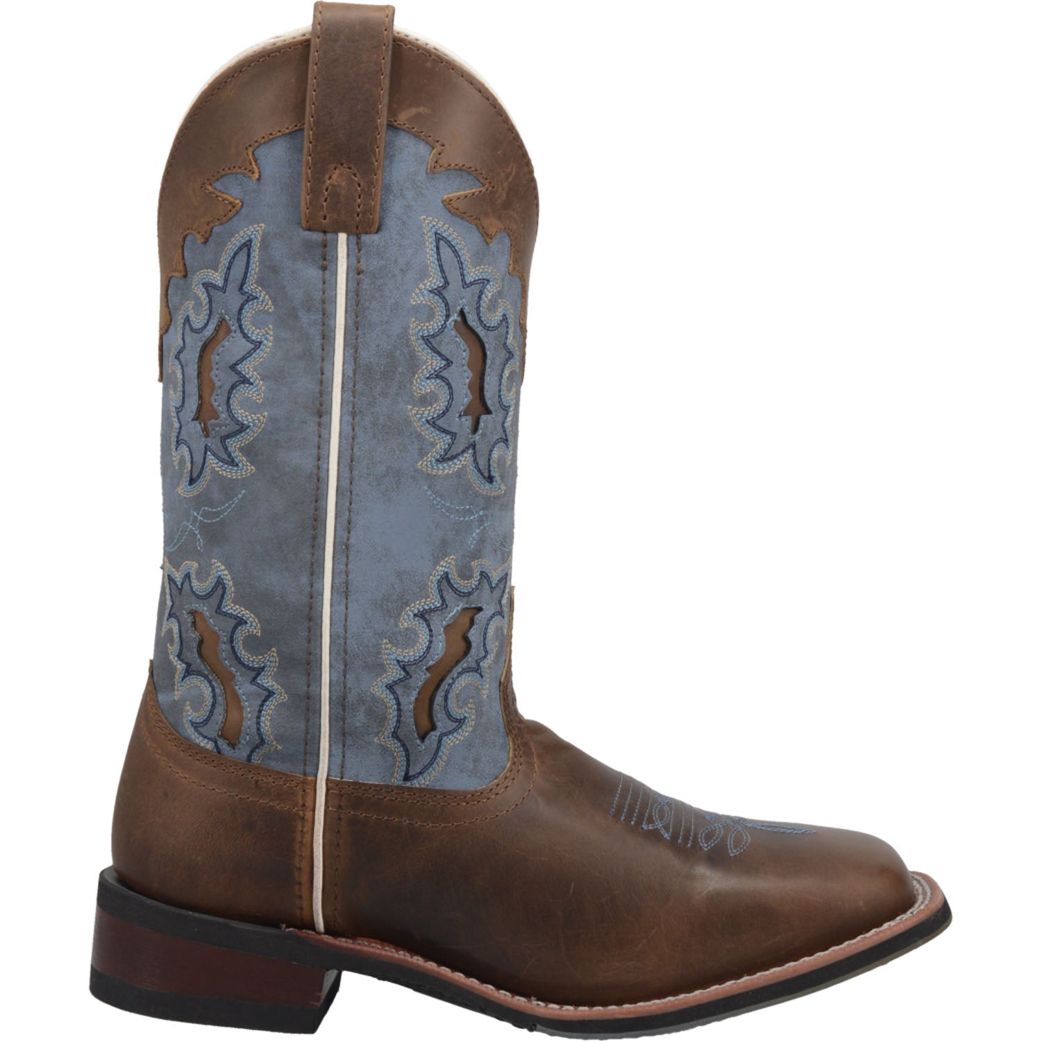 Laredo Womens Isla Cowboy Boots Leather Tan Blue Denim The Western Company