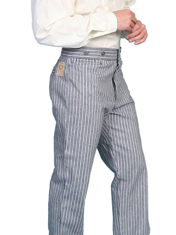Scully Wahmaker Mens Black 100% Cotton USA Big Railhead Stripe Pants