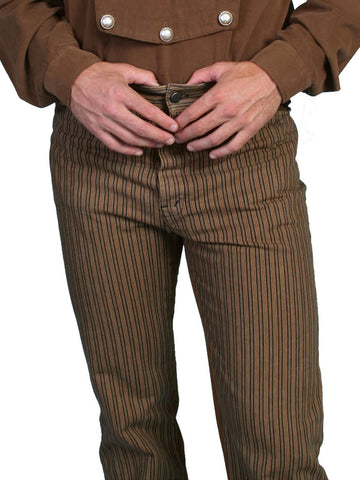 Scully Wahmaker Mens Taupe 100% Cotton USA Big Railhead Stripe Pants