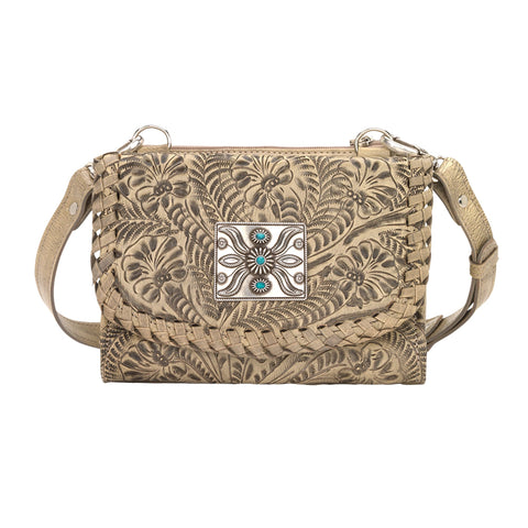 American West Texas Two Step Sand Leather Small Crossbody