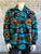 Rockmount Mens Turquoise Fleece Native Pattern Fleece Western L/S Shirt
