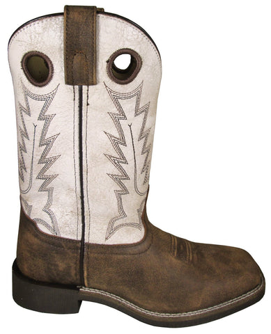 Smoky Mountain Womens Drifter Antique White/Brown Leather Cowboy Boots