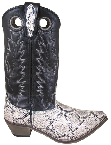 Smoky Mountain Womens Diamondback White/Black Leather Cowboy Boots
