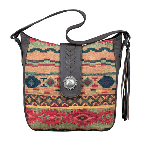 American West Santa Fe Tapestry Leather CCS Shoulder Hobo Bag