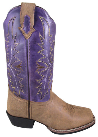 Smoky Mountain Womens Hannah Purple/Brown Leather Cowboy Boots