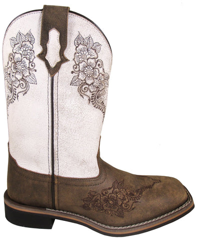 Smoky Mountain Womens Meadow Brown/Antique White Leather Cowboy Boots