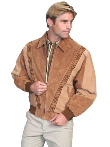 Scully Leather Mens Western Boar Suede Rodeo Jacket Cafe Brown/Camel