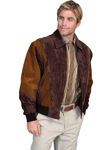 Scully Leather Mens Western Boar Suede Rodeo Jacket Cafe Brown/Chocolate