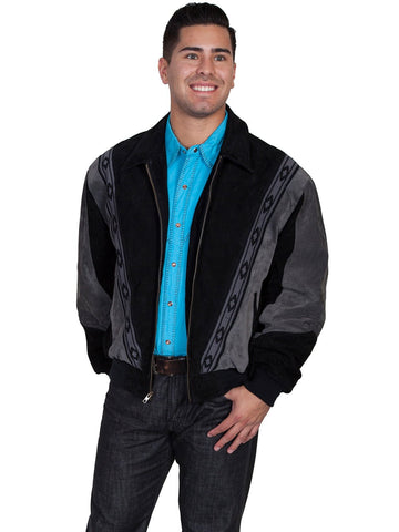 Scully Leather Mens Black W/Dk Grey Boar Suede Rodeo Jacket