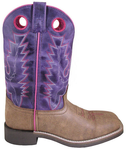 Smoky Mountain Womens Tracie Brown Distress/Purple Leather Cowboy Boots