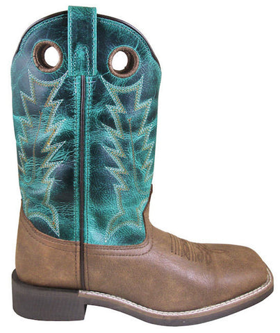 Smoky Mountain Womens Tracie Brown Distress/Turquoise Leather Cowboy Boots