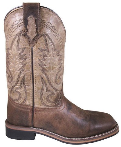 Smoky Mountain Womens Creekland Waxed Brown Marble Leather Cowboy Boots