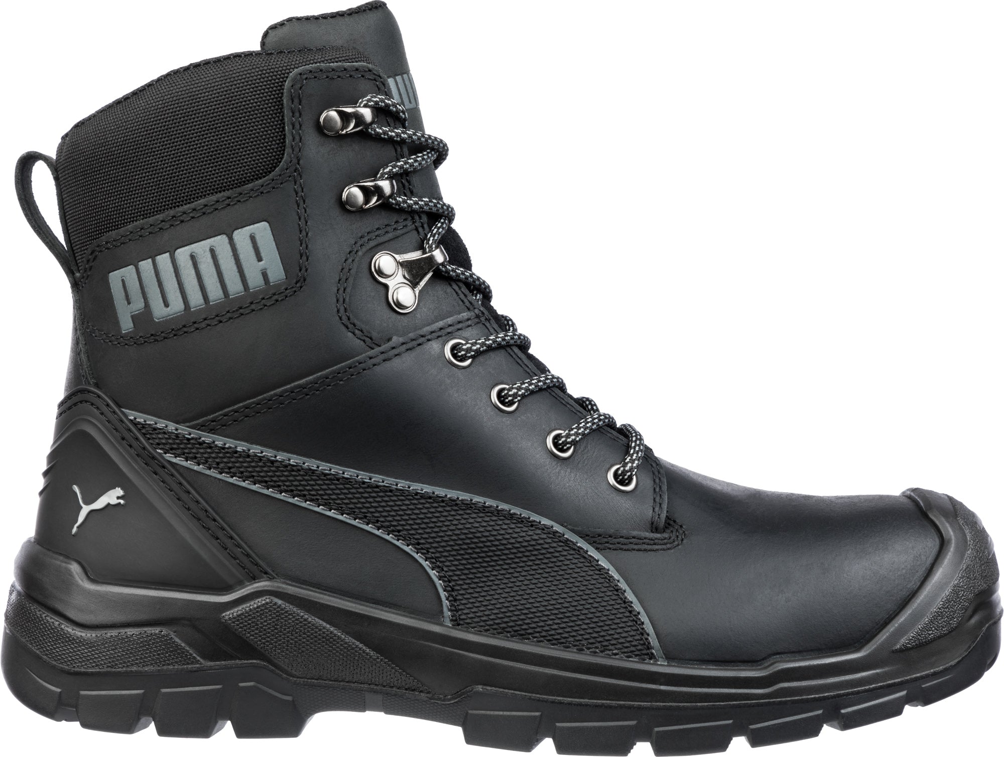 Puma Safety Black Mens Leather Conquest CTX 7in WP CT Lace Up Work