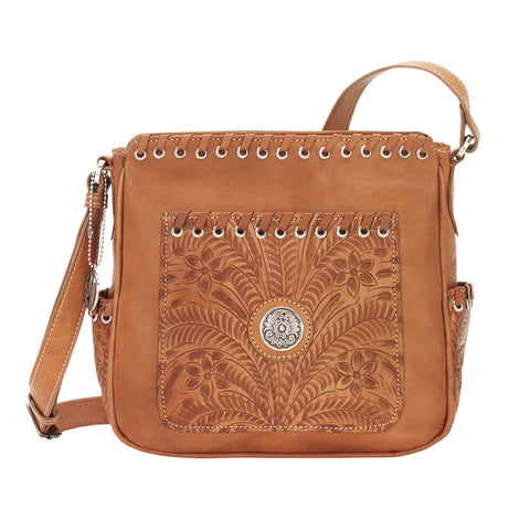 American West Harvest Moon Natural Tan Leather Crossbody Bag