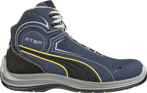 Puma Safety Blue Mens Leather Touring Mid Moto CT Lace-Up Work Boots