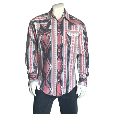 Rockmount L/S Mens Black/Red 100% Cotton Premium Flannel Jacquard Shirt